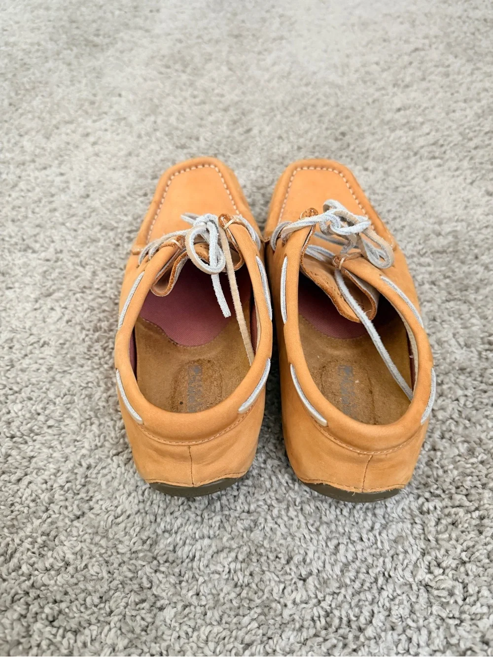 Sperry Orange-Tan Leather Moc Toe Boat Shoes